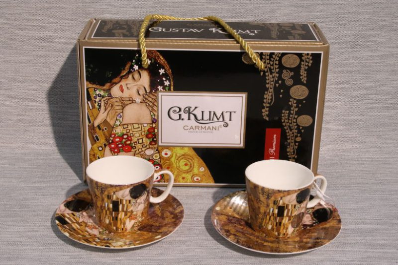 G. Klimt Pocałunek zestaw 2 filiżanek do espresso