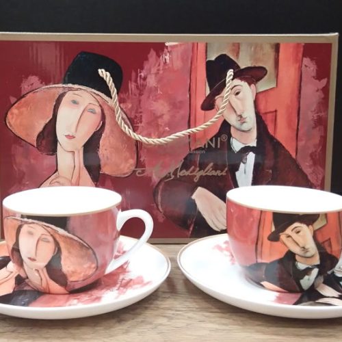 Modigliani Kobieta w kapeluszu i Mario Varvogli zestaw 2 filiżanek 225 ml