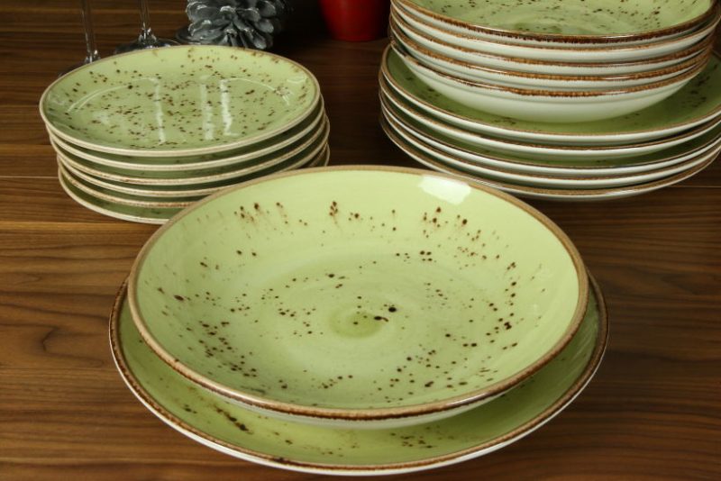 Earth Colours Olive zestaw talerzy dla 6 osób (2)