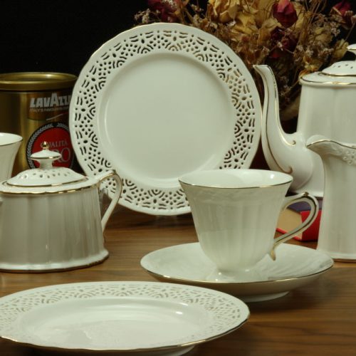 Serwis do herbaty Clara Gold Ivory Villa Italia dla 6 os. 21 cz.