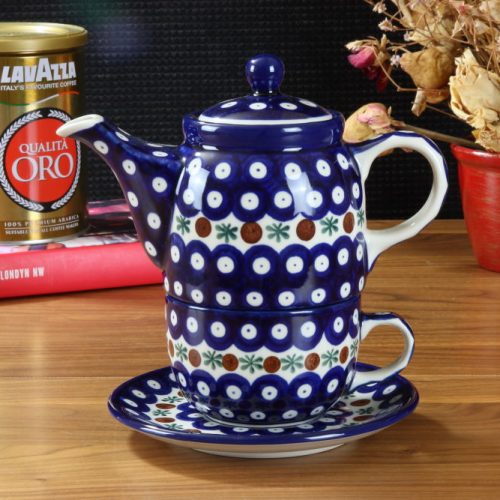 Zestaw Filiżanka z czajnikiem Tea For One 423 dekoracja 70X Bolesławiec