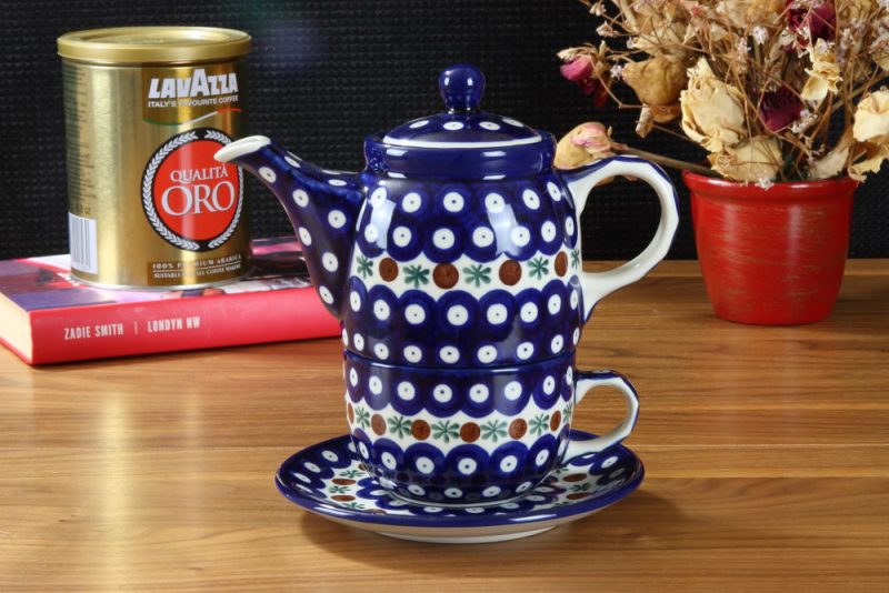 Zestaw Filiżanka z czajnikiem Tea For One 423 dekoracja 70X Bolesławiec