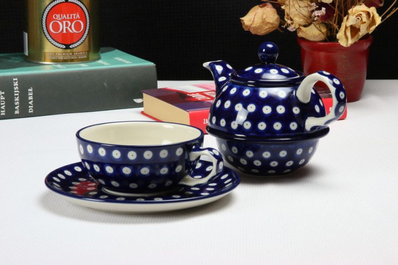 Zestaw Filiżanka z czajnikiem Tea For One C01 dekoracja 070AX Bolesławiec - obrazek 2