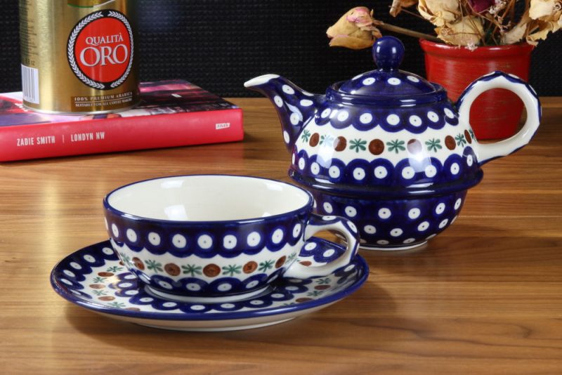 Zestaw Filiżanka z czajnikiem Tea For One C01 dekoracja 70X Bolesławiec - obrazek 2