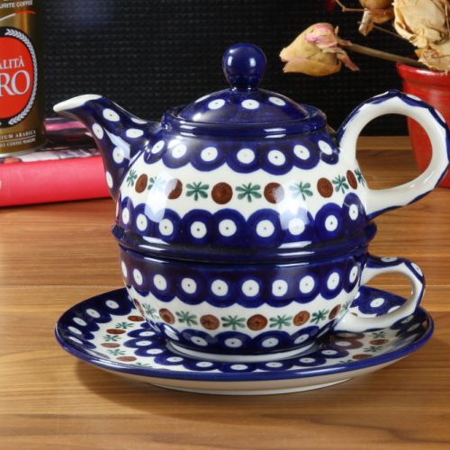 Zestaw Filiżanka z czajnikiem Tea For One C01 dekoracja 70X Bolesławiec