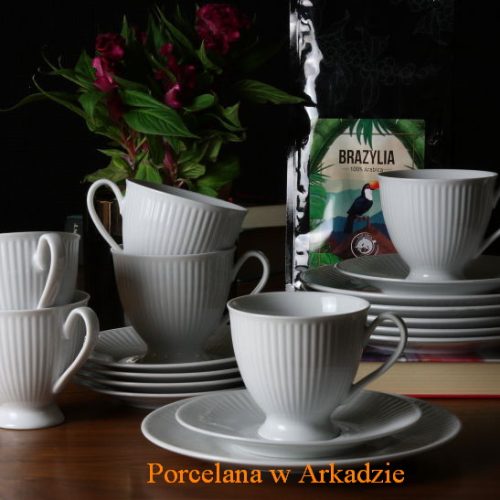 Zestaw do kawy Dalia Biała C001 dla 6 osób 18 cz. Chodzież