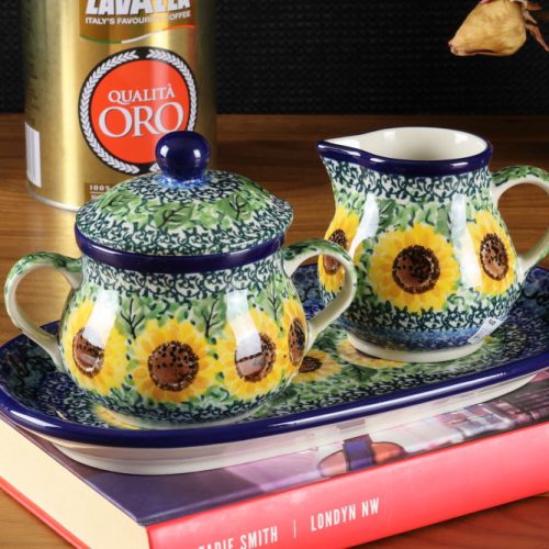 Mlecznik cukiernica i tacka 422 dekoracja U4739 Ceramika Bolesławiec