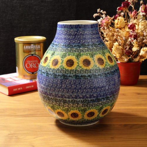 Wazon F14 wys 25 cm dekoracja Słoneczniki U4739 Bolesławiec