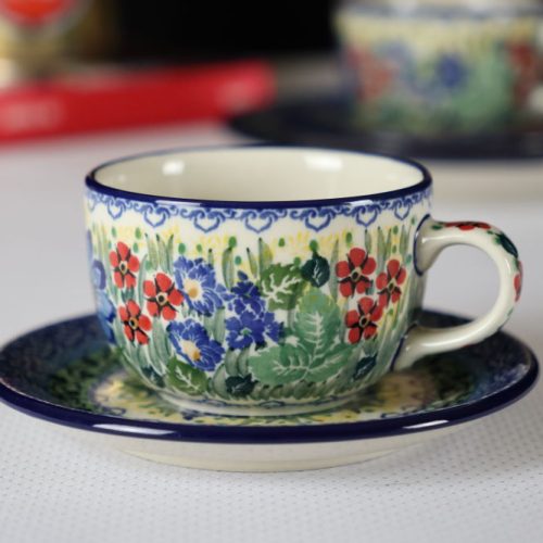 Filiżanka ze spodkiem 768 dekoracja U4595 Ceramika Bolesławiec