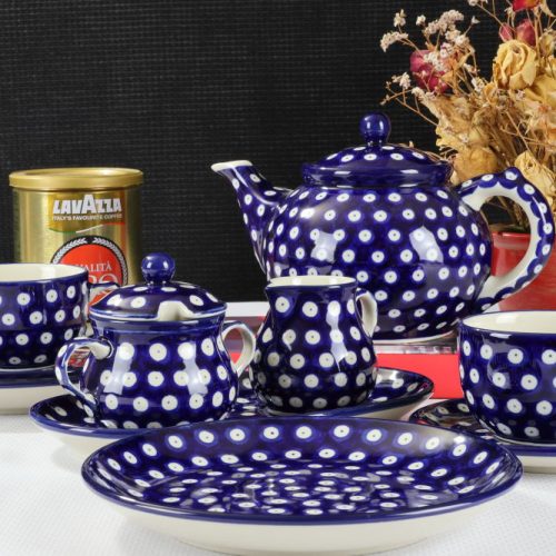 Zestaw do herbaty dla 6 osób dekoracja 070AX Bolesławiec